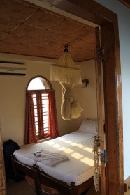 The bedroom in our houseboat