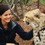 Cautiously buddying up to Tandy the cheetah