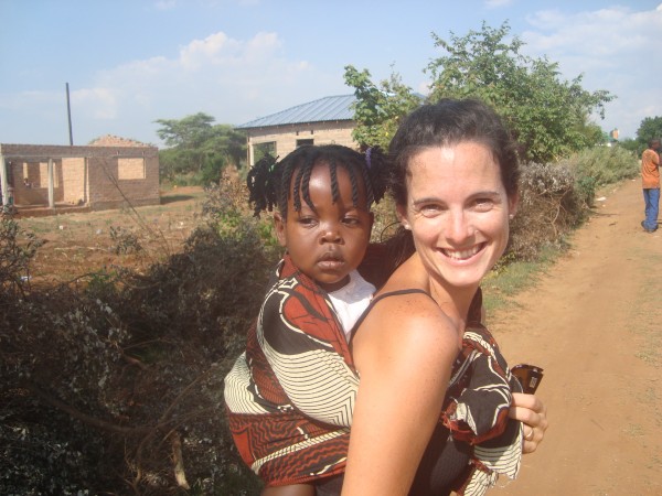 Carrying my little Zambian bundle of joy on my back, African-style