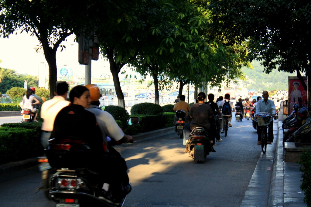 Chinese carpool in rush hour traffic